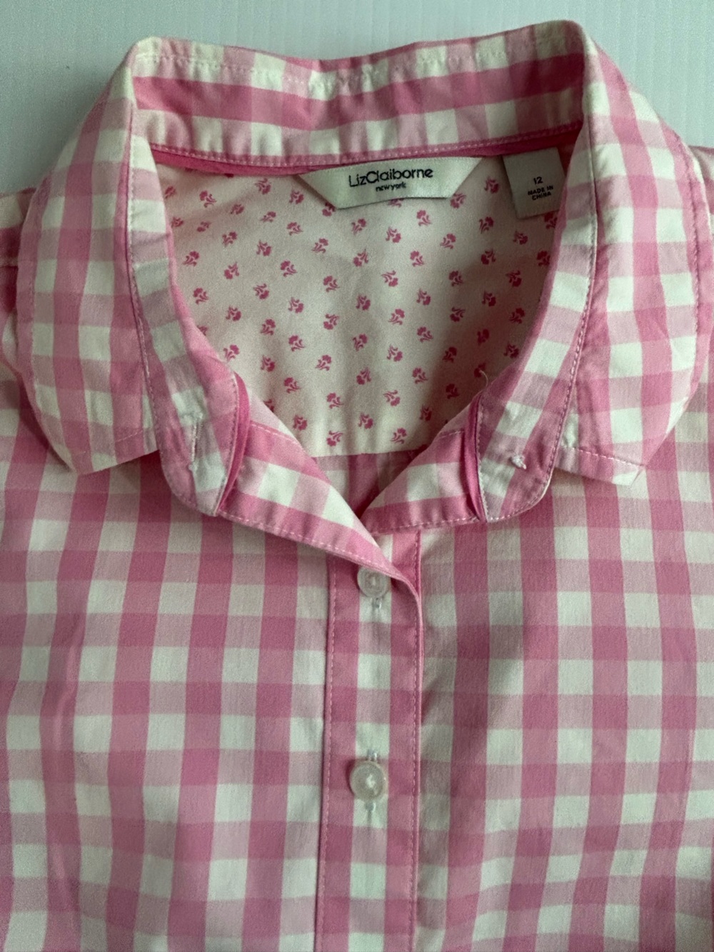Pink & White Gingham button front belted summer dress 12 - Picture 9 of 13